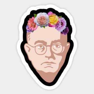 Theodor Adorno - Portrait With Flower Crown Sticker